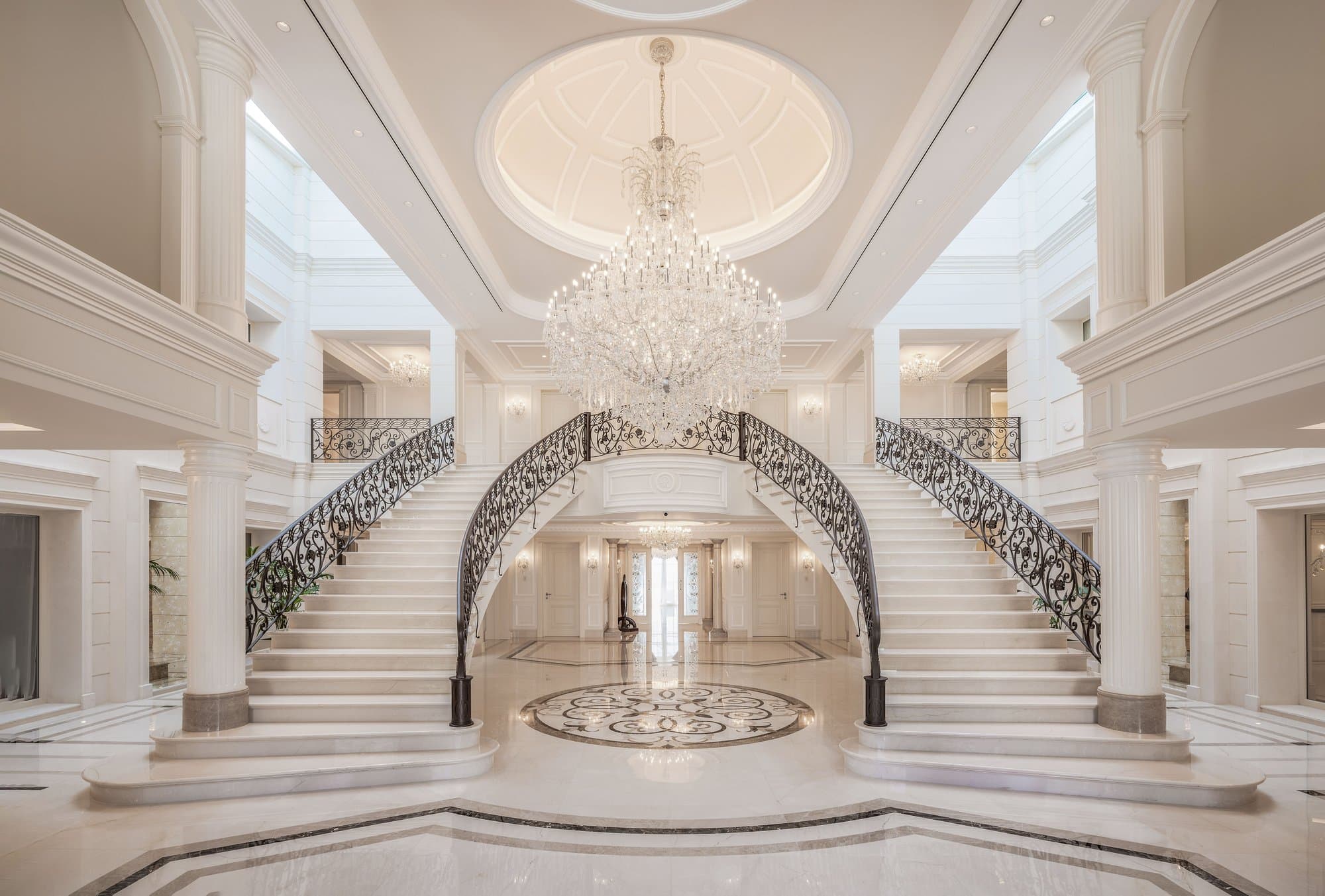 Neoclassical estate with marble atrium